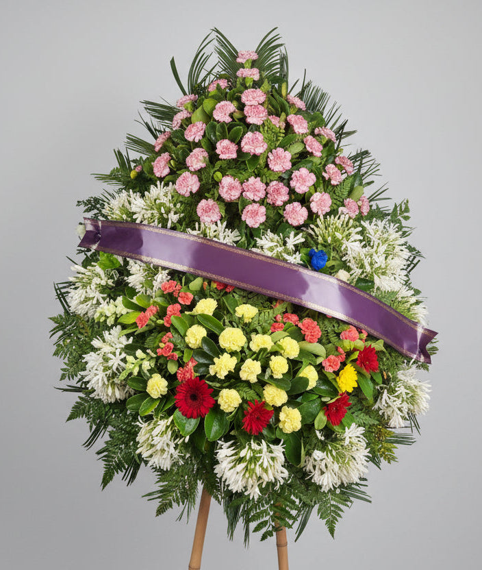 Corona Fúnebre con Flores Naturales y de Estación