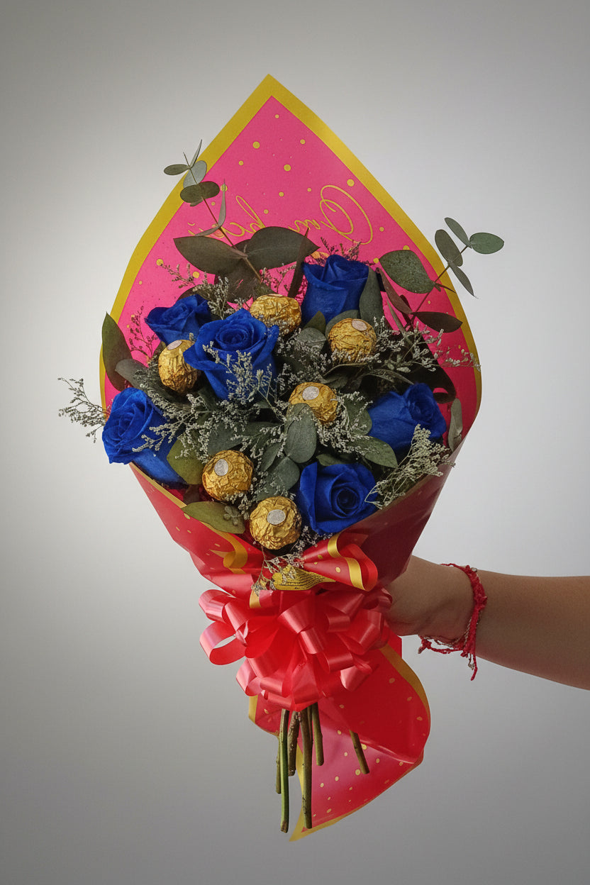 Ramo de 6 Rosas con 6 Bombones Ferrero Rocher