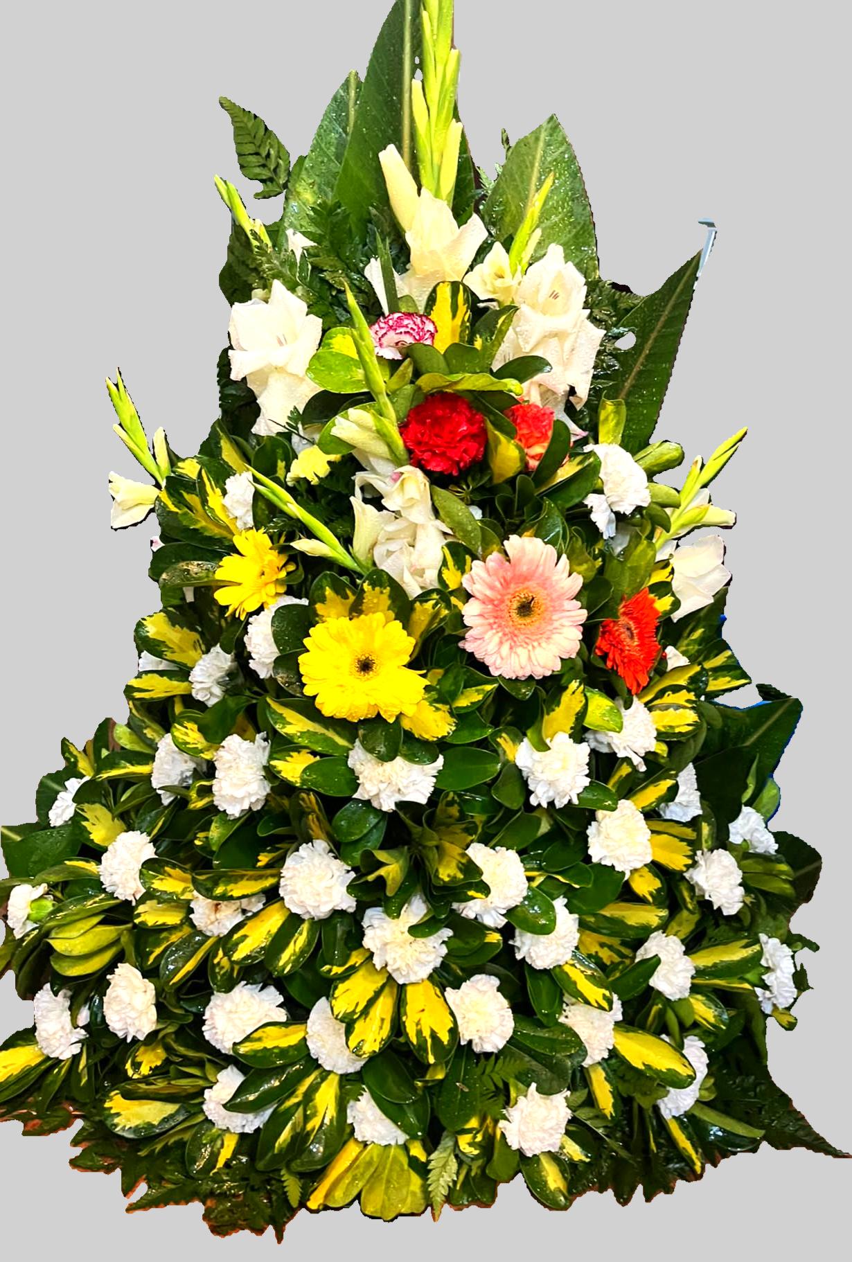 Palma de Piso con Flores de Estación