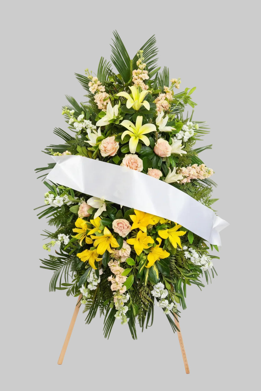 Palma de Pie con Flores de Estación
