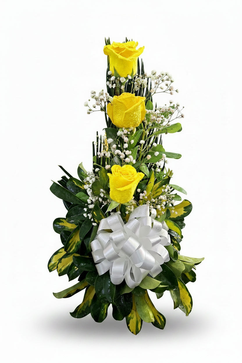 Arreglo Floral en Copa con 3 Rosas
